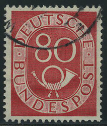 80 Pf. Posthorn 1951, gest. Bedarfsstück (links Einriss) mit dem ...